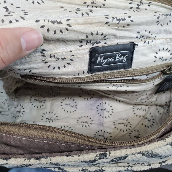 Myra Bag Purse Womens Upcycled Hair-On Leather & Cotton Canvas Sling Bag *Read* - Picture 3 of 12